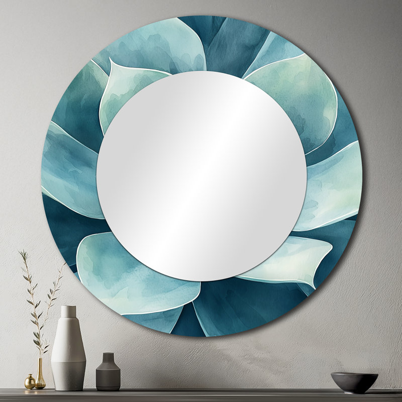 Desert Succulent Leaves I - Miroir mural décoratif floral - imprimé sur métal, 36 po x 36 po