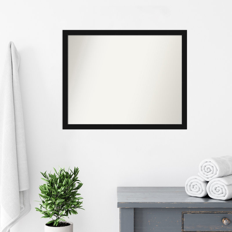 Avon Black Narrow Bathroom Vanity Non-Beveled Wall Mirror, 24 " H x 30 " W