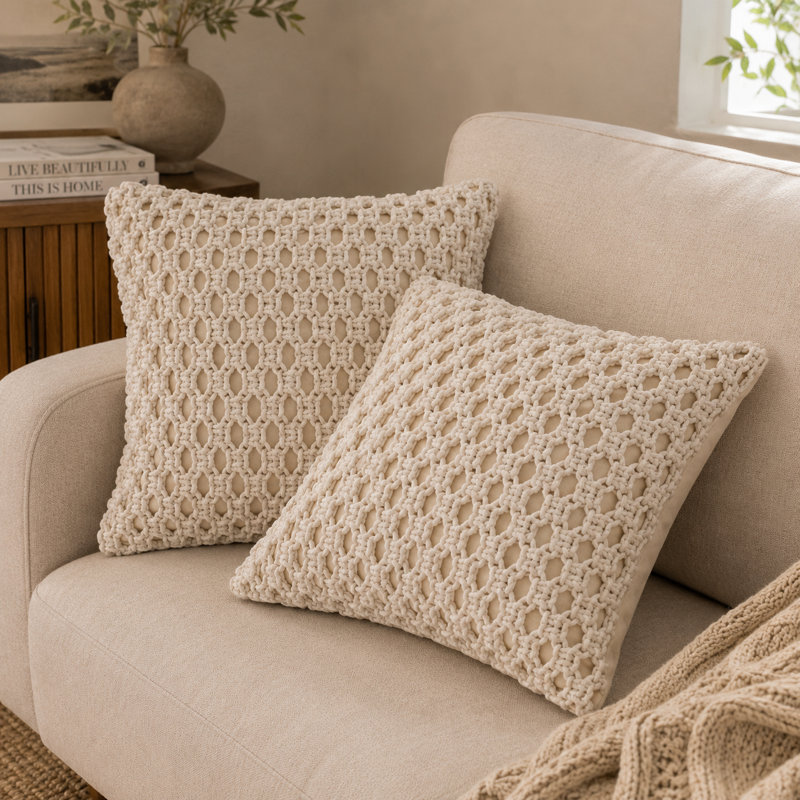 Choccolocco Square Cushion, White