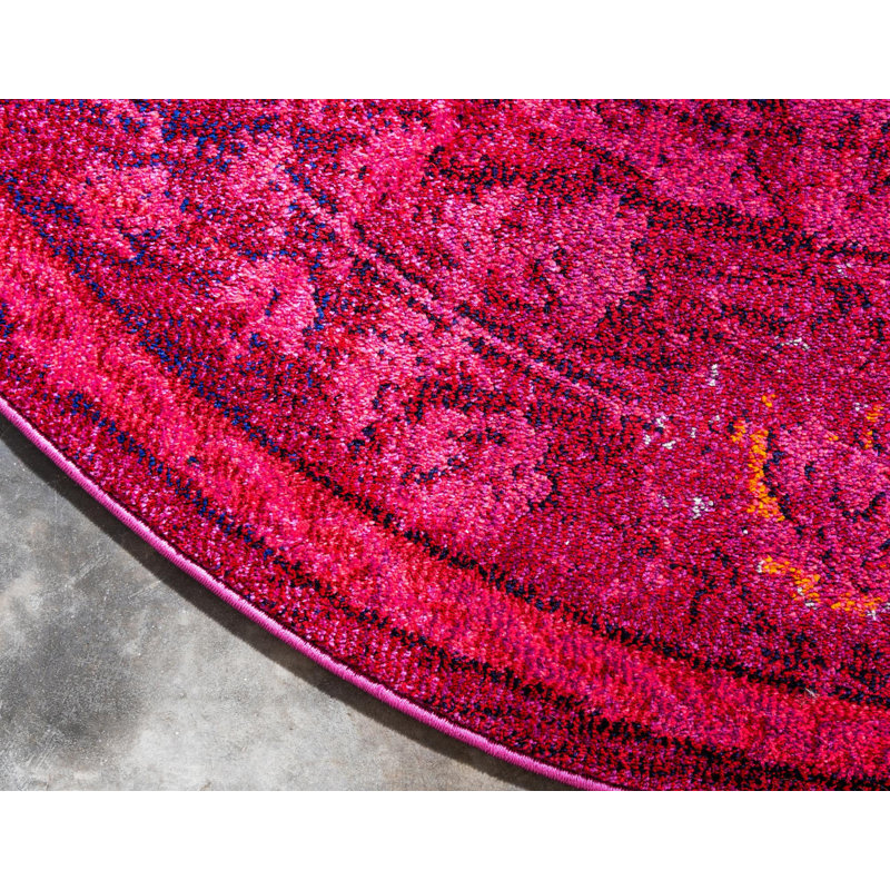 Nadene Washable Oriental Indoor Rug, Round 6'1"