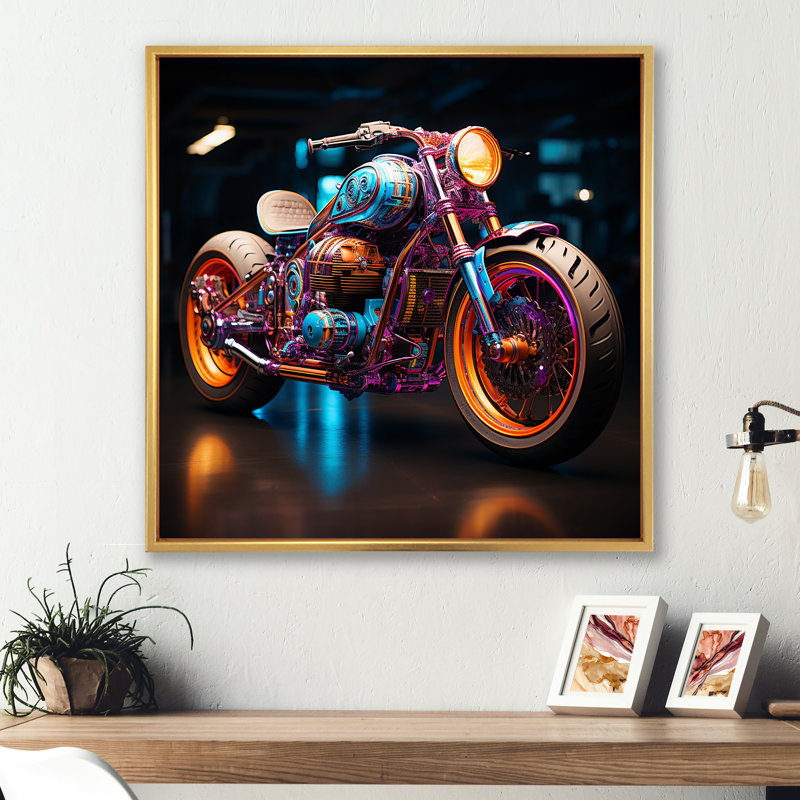 " Pop Art Motor Cycle ", Black Picture Framed, 24" H x 24" W