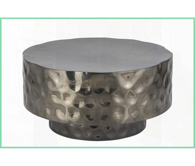 Table basse moderne en acier inoxydable pour le salon - Texture martelée à la main, durable et amp; 3 finitions (nickel / cuivre / or)
