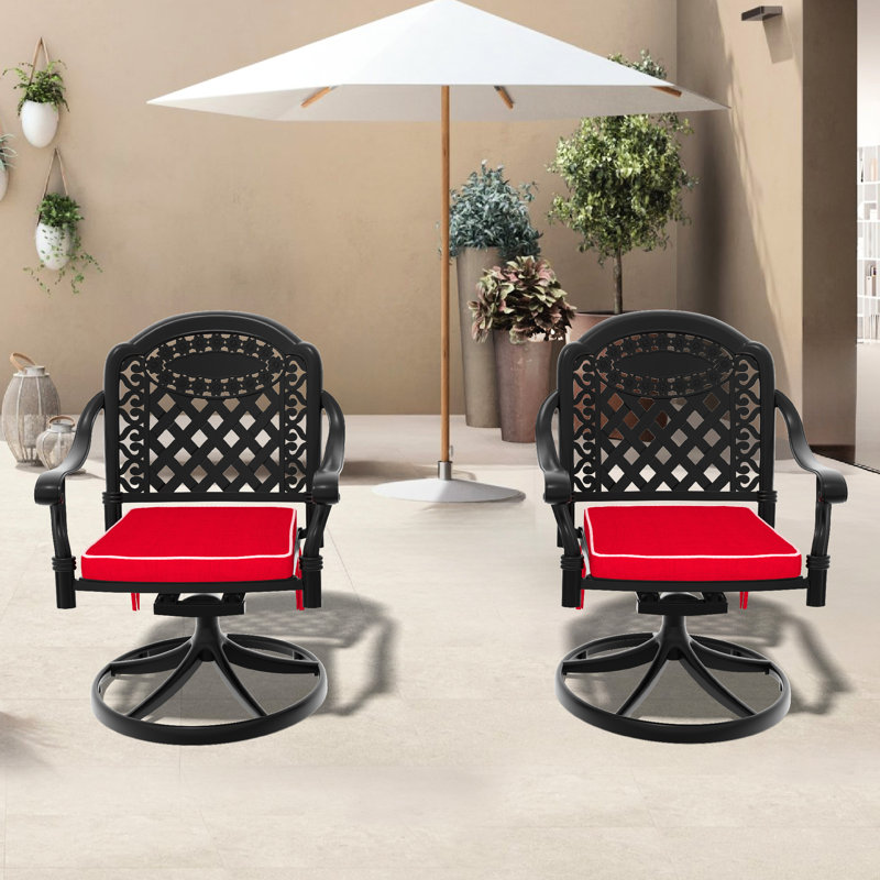 Chaise de patio en fonte d'aluminium, Rouge