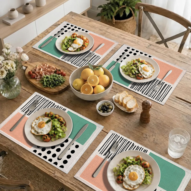 4-Piece Polyester Rectangle Dining Table Placemat