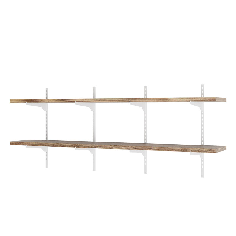 Bibliothèque flottante 60 "x 10" avec supports réglables, étagère murale, tablette de salon, tablette en bois véritable de 1 "d'épaisseur, tablette suspendue pour l'organisation de la maison, décoration rustique et bohème, brûlée, 2 niveaux