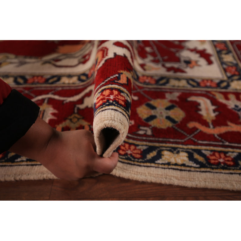 Tapis oriental traditionnel fait à la main en laine rouge 8 x 10