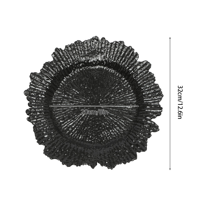 Ensemble de 24 assiettes décoratives en plastique 12,6 po pour assiettes décoratives multicolores, Noir