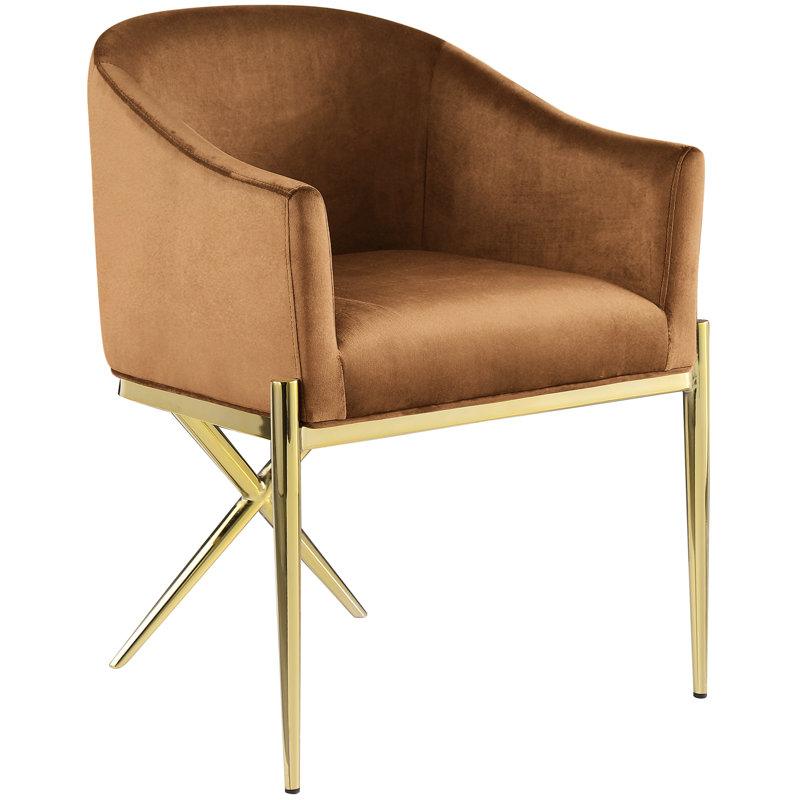 Chaise rembourrée Xavier, Or, Velours selle