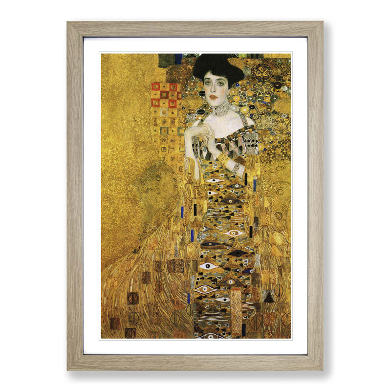 Portrait of Adele Bloch-Bauer 2 by Gustav Klimt - Framed Print, Oak