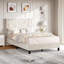 Base de lit plateforme robuste avec tête de lit en tissu réglable en hauteur-187940906-187940909