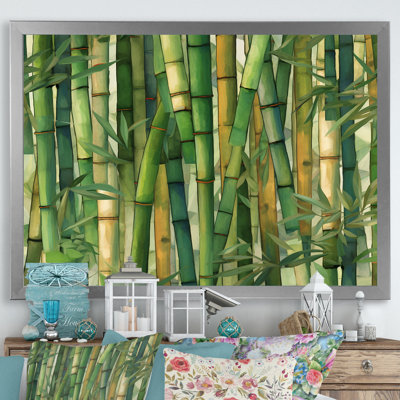«Whispering Bamboo Geometric Patterns I», art mural sur toile de bambou_106670