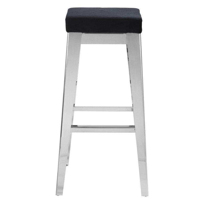 Earby Upholstered Counter Stool with Metal Frame, Silver