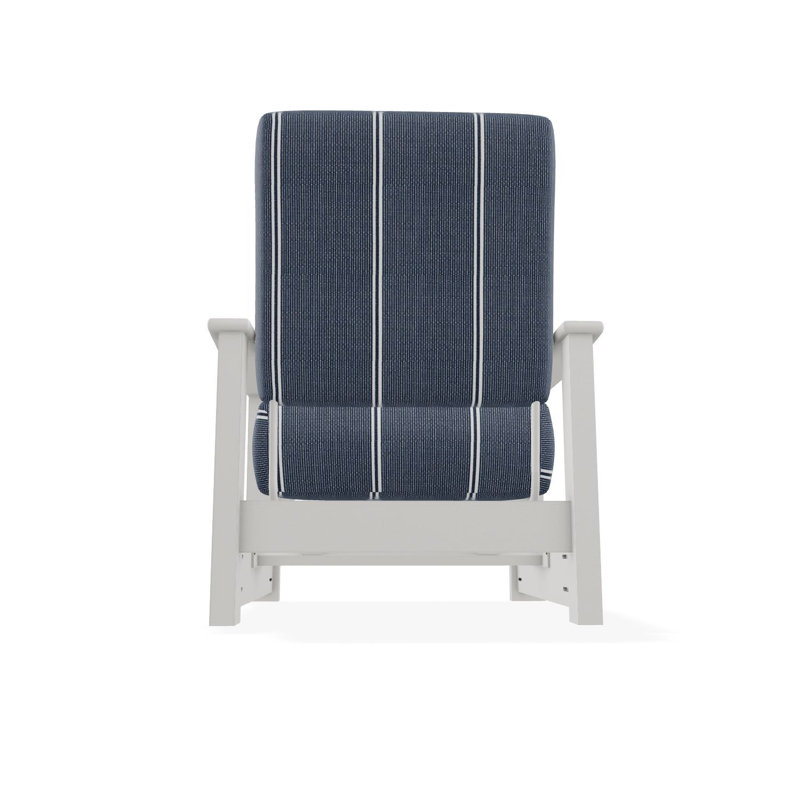 Leeward Marine Grade Polymer Deep Seating Cushion Arm Chair with Hidden Motion, Black/White, Gray