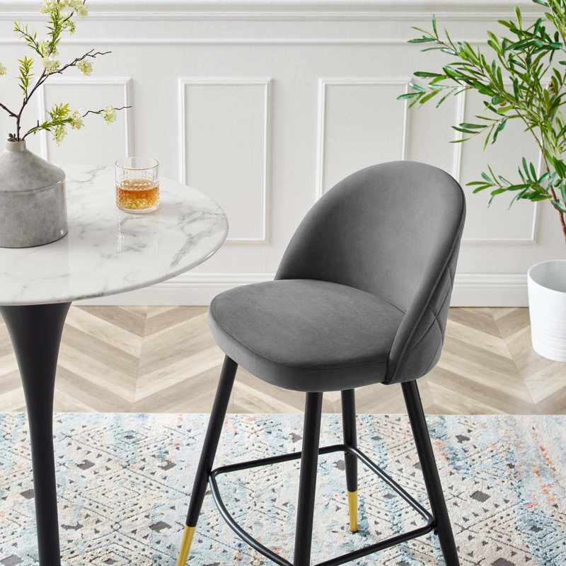 Ensemble de 2 tabourets de bar en velours Cordial Performance, Gris