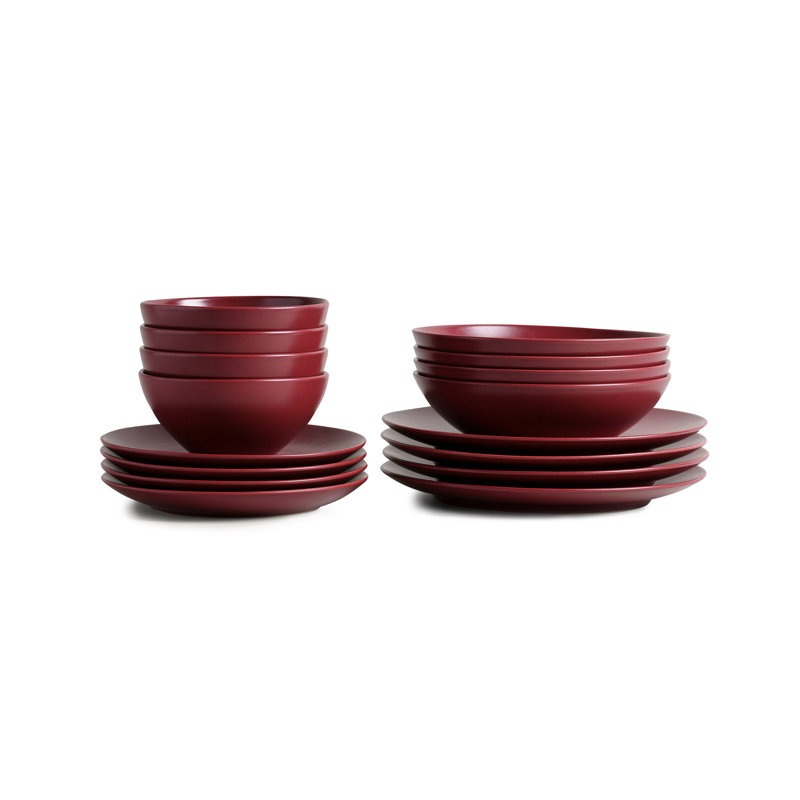 The Core 16-Piece Ceramic Dinnerware Set, Red