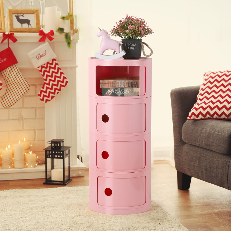 Table de chevet 4 tiroirs Pietsch, Rose