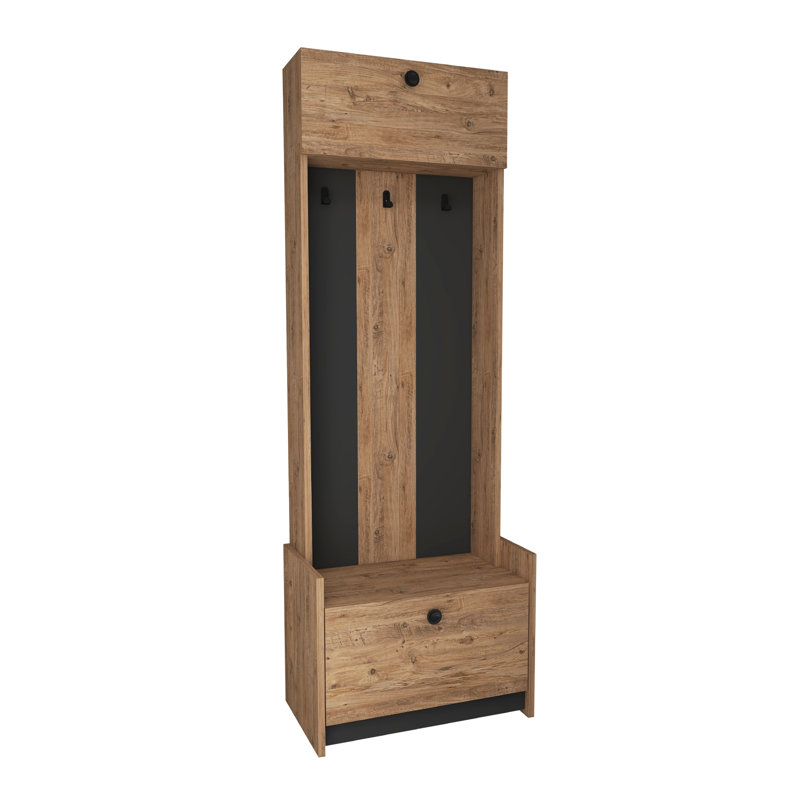 Randon Hall Tree 60cm Wide with Shoe Storage, Atlantic Pine/Anthracite