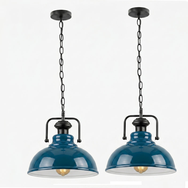 1 - Light Dome Pendant, Cyan Blue, Yes