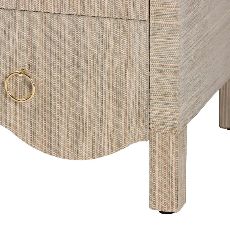 Table de chevet en toile de ramie avec base festonnée Bali & Pari Umika