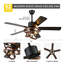 Ventilateur de plafond 52 po noir avec lumière et télécommande, moteur à 6 vitesses CC, ventilateur de plafond réglable en forme de bricolage pour chambre à coucher, salon