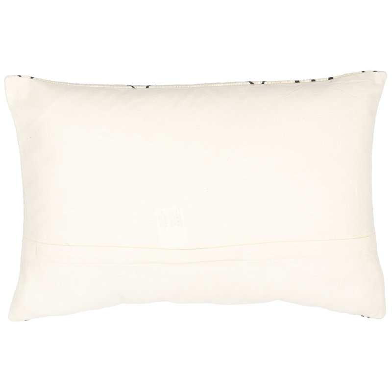 Geometric Cotton Pillow Cover, 20" x 20", Cream/Black