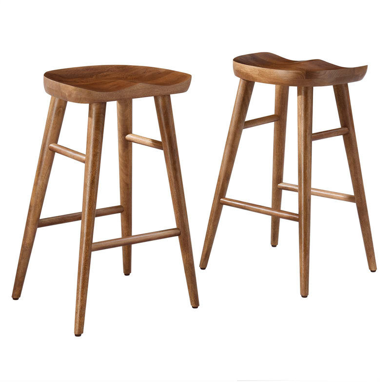 Modway Saville Solid Wood Stool, Counter Stool (27" Seat Height), Walnut