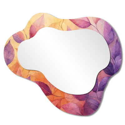 Coucher de soleil coucher de soleil I - miroir mural décoratif de feuilles, miroir de coiffeuse traditionnel, imprimé sur métal