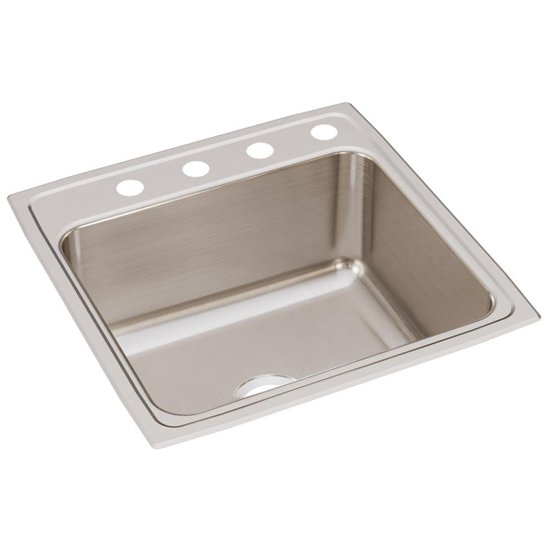 Évier de cuisine à chute l 22 po x l 22 po Lustertone, 4 trous