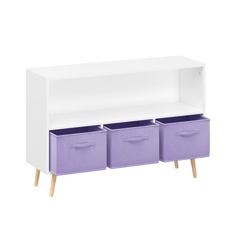 Kids Bookcase And Bookshelf, Multi Shelf With 3 Collapsible Fabric Drawers, Toy Storage Organizer For Bedroom, Playroom, Hallway