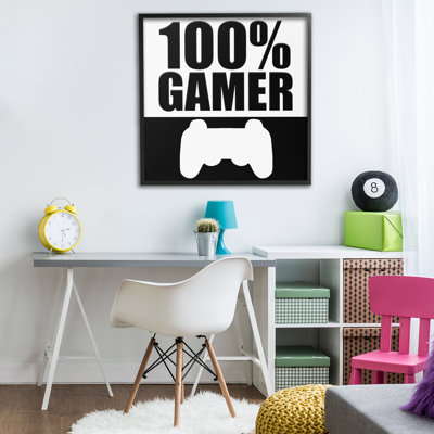 Estampe numérique 100% Gamer noire, design par Kim Allen