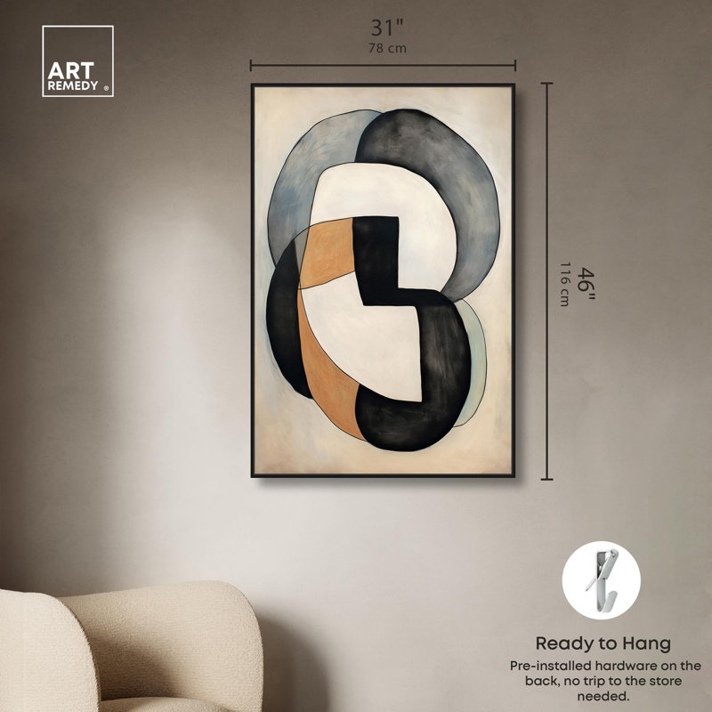 «Monogram Version Eight», art mural moderne sur toile par Art Remedy, Cadre noir, H 25 po x l 17 po