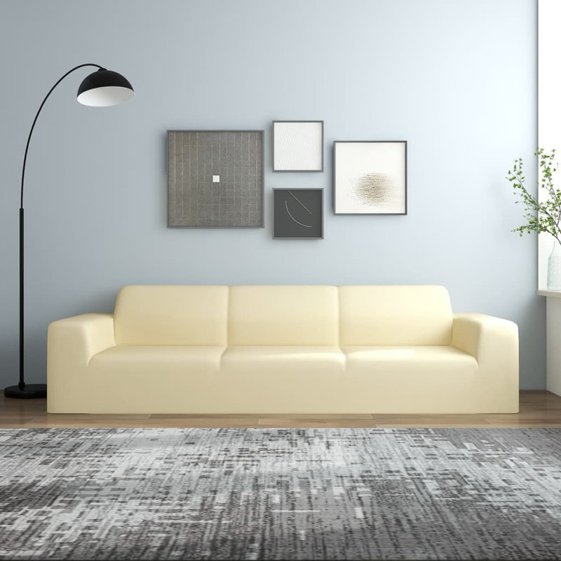 Box Cushion Sofa Slipcover, Cream