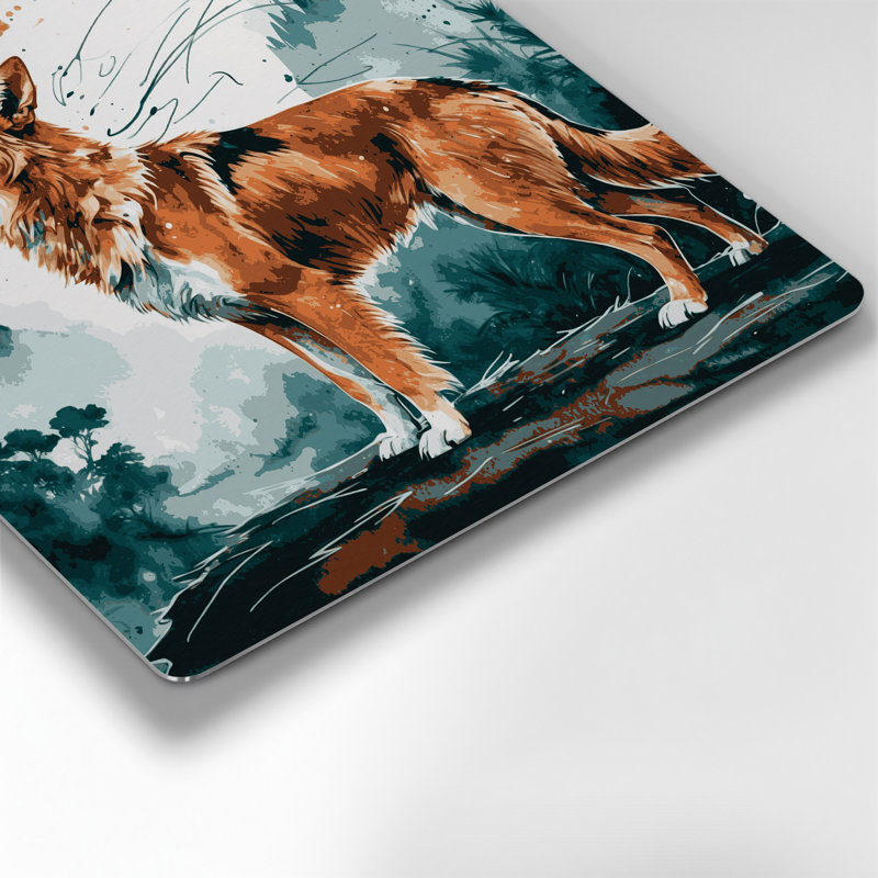Chiens de Nouvelle-Guinée, chien chantant gris, art mural en métal, H 8 po x l 8 po