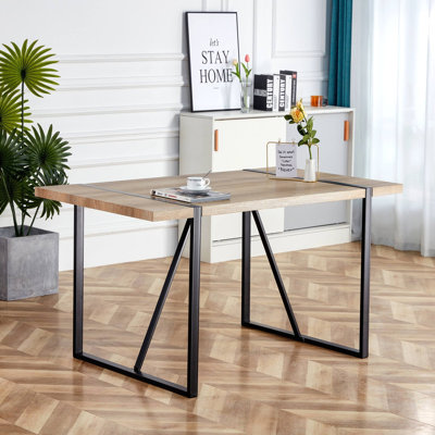 Rustic Industrial Rectangular Wood Dining Table