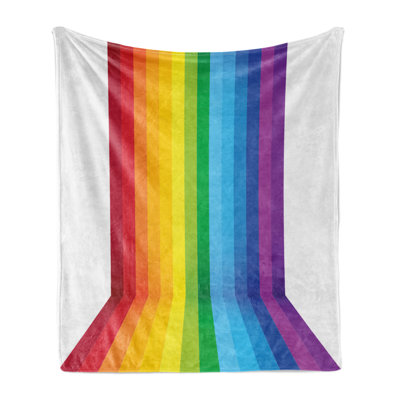 Ambesonne Pride Fleece Throw Blanket Shade of Rainbow Colors Line Multicolor