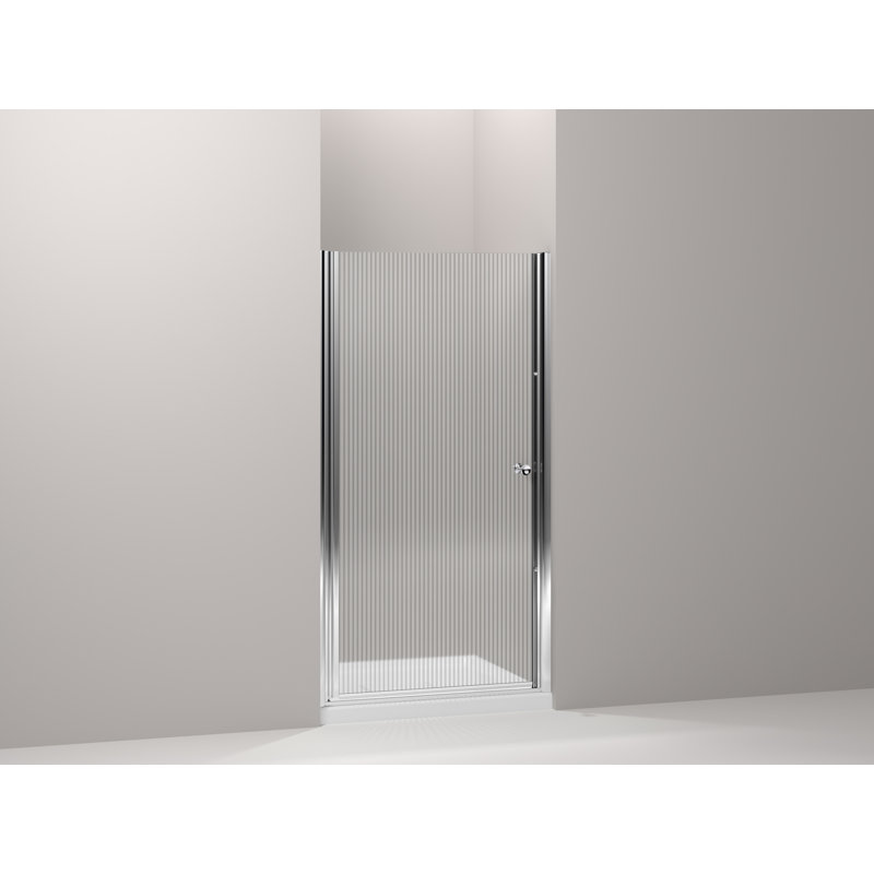 Fluence Pivot Falling Lines Shower Door, Matte Nickel, 65.5 x 32.75