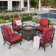 4-Person Rocking Sofa Chairs Seating Group with Fire Pit Table