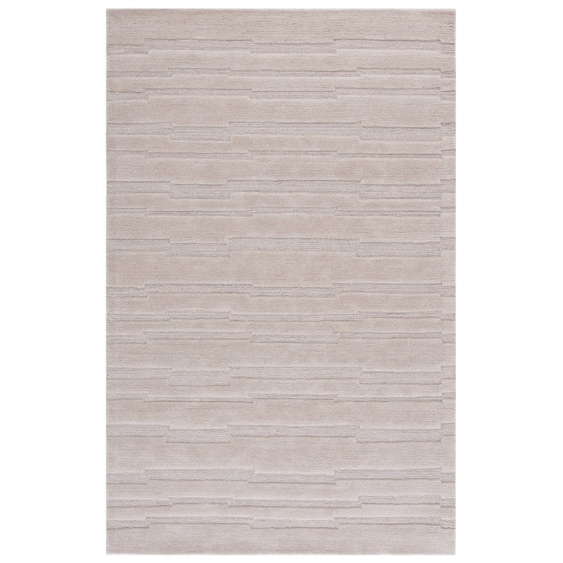 Tapis beige en laine / coton touffeté à la main Elona, Rectangulaire 8 pi x 10 pi