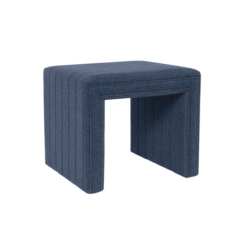 Aurealiz Modern Channel Ottoman, Blue Felted Woven