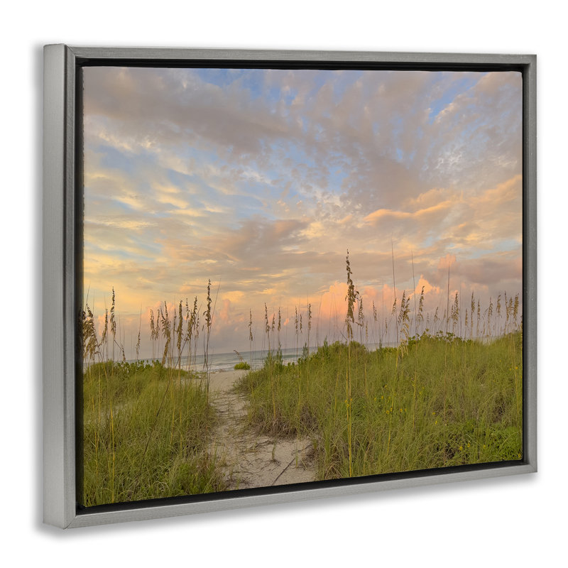 Cadre flottant Serene Coastal Path, Cadre flottant gris lustré, H 25 po x l 31 po