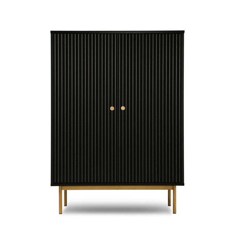 Ajasia 2 - Door Rectangle Accent Cabinet, Black