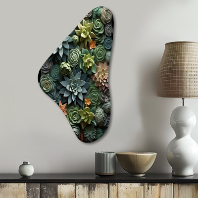 Marius - Unique Shape Succulent Metal Art, Asymmetrical Metal Wall Sculpture Print