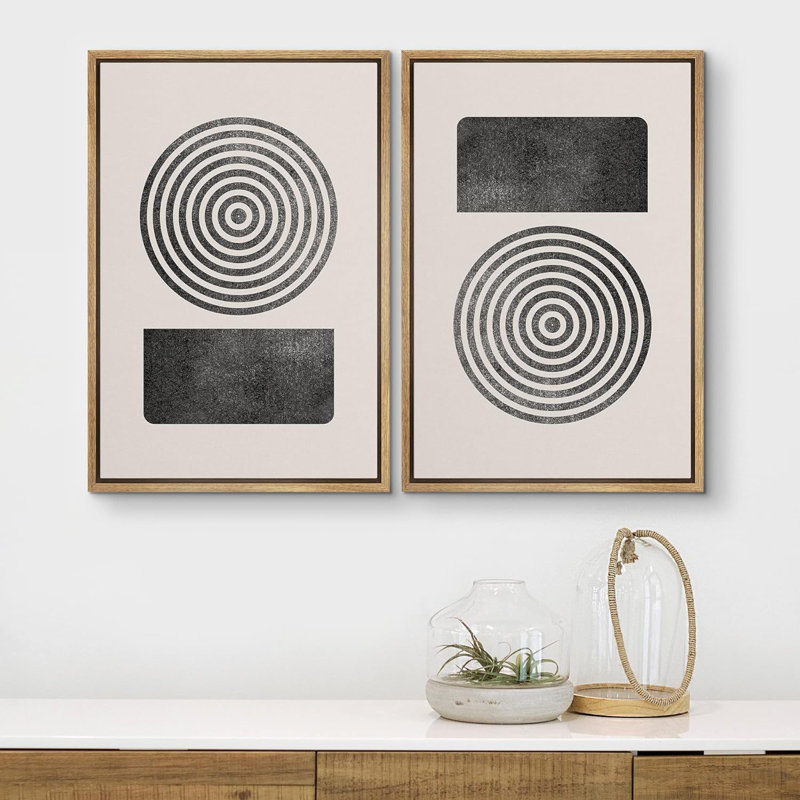 Mid-Century moderne boho Mid Century, H 36 po x l 48 po x P 1,5 po, Cadre naturel flottant