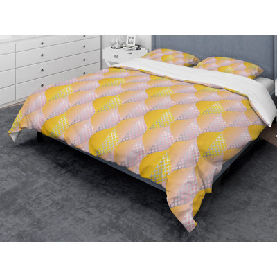 Ensemble de housse de couette à motif géométrique doré à motif de losanges Golden IV - Microfibre polyester