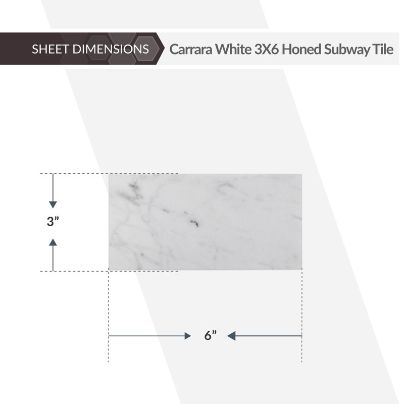 3 x 6 Bianco Carrara Marble Look Subway Tile