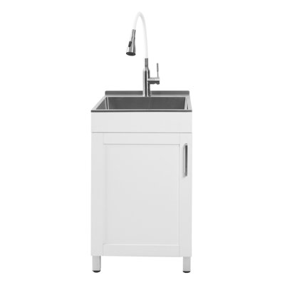 Évier à lessive autoportant avec robinet L 19,7 po x l 19,7 po