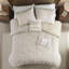 Coton double / grand teint - rayures de différentes largeurs, édredon 3 pièces lavable à la machine, taupe doux et blanc, élégant-119384010