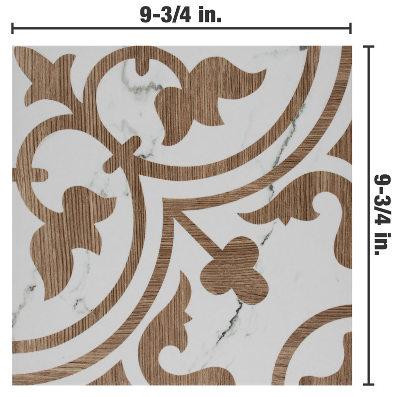 Llama Arte Loire 10" x 10" Porcelain Patterned Wall & Floor Tile, Noce