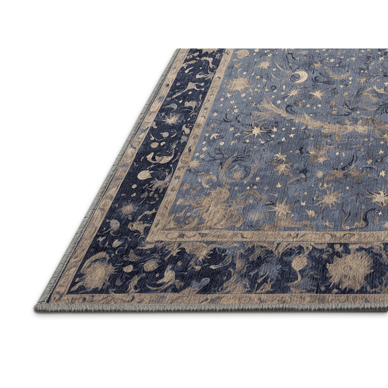 Machine Washable Gray Area Rug, Round 5'