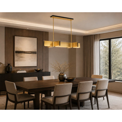 Lustre 7 lumières DEL en laiton avec diffuseurs en acrylique blanc